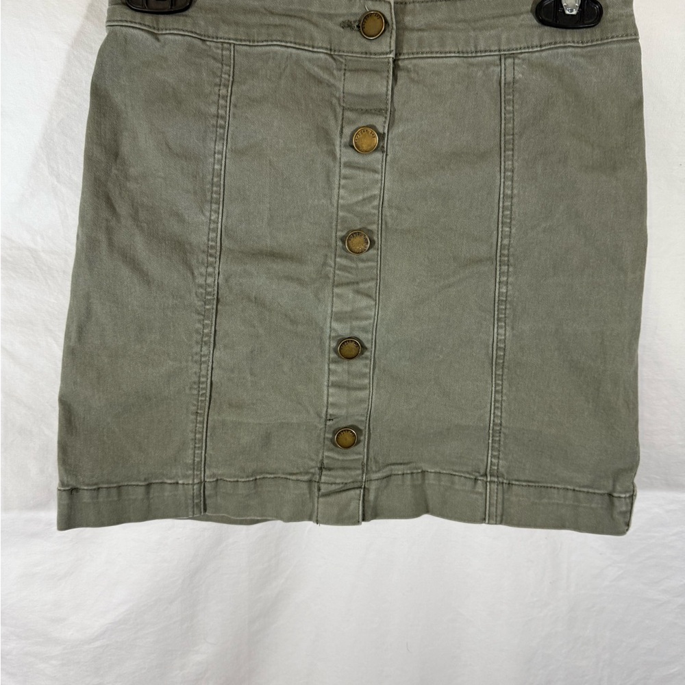 Olive Button-Front Women's Skirt